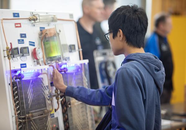 student at the trades and tech showcase