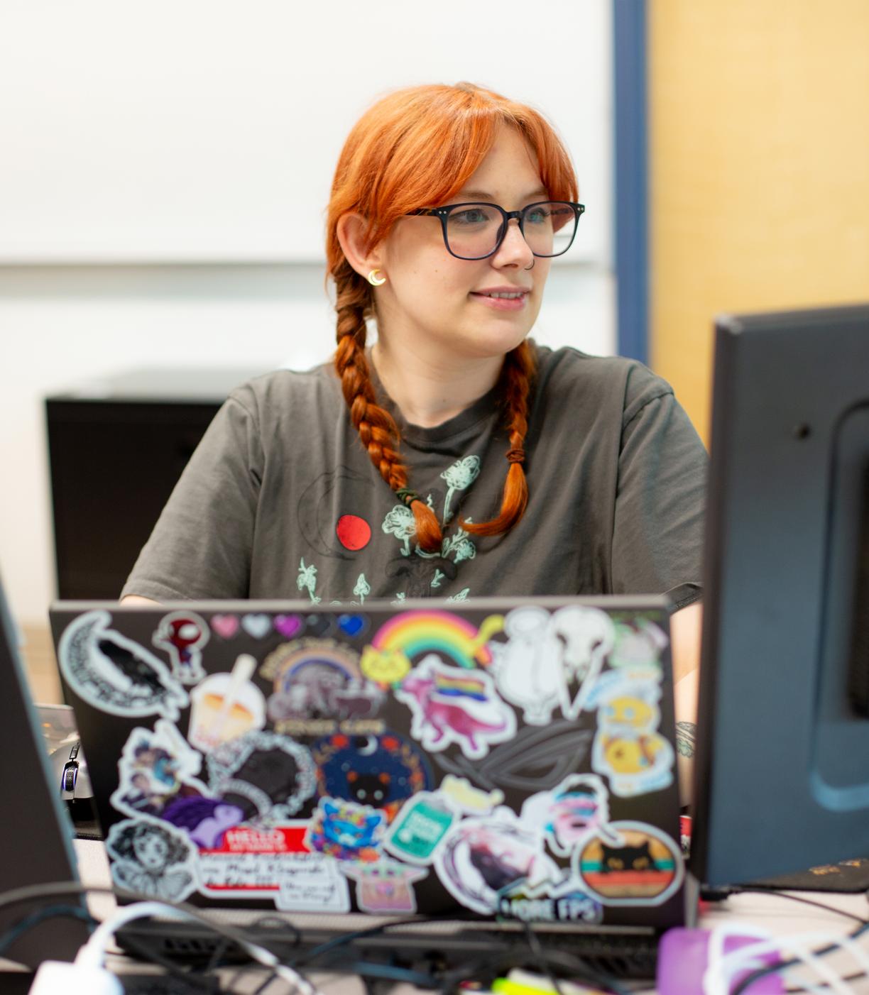 student on a computer